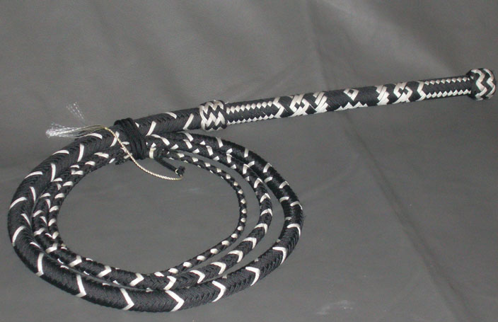 8ft Black and White nylon Bull whip